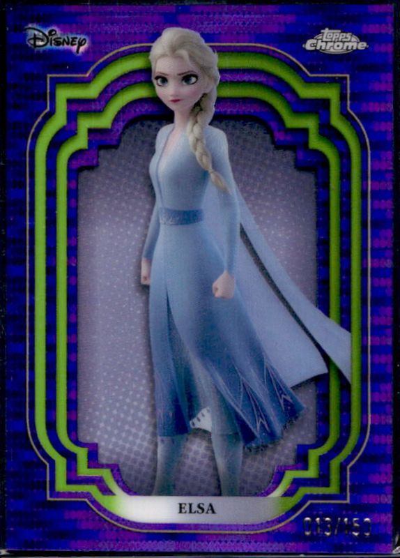 Elsa 2024 Topps Chrome Disney #153 Purple & Green Pulsar /150 RAW