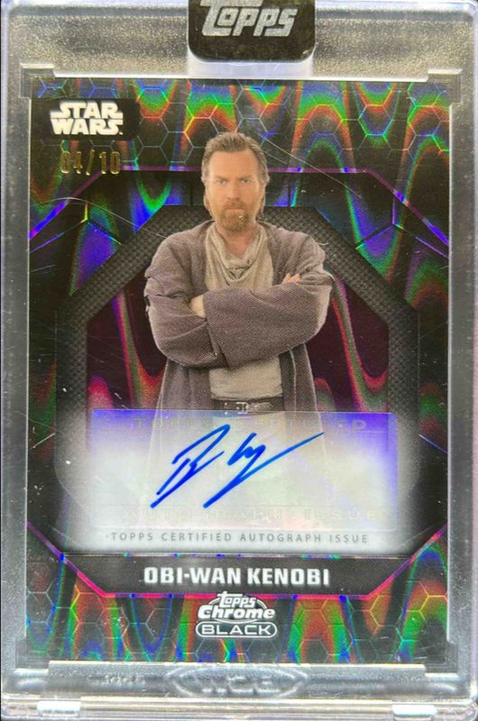 Ewan McGregor 2024 Topps Chrome Black Star Wars #ALS-EM Light Side Autographs - Magenta Ray Wave Refractor /10 RAW