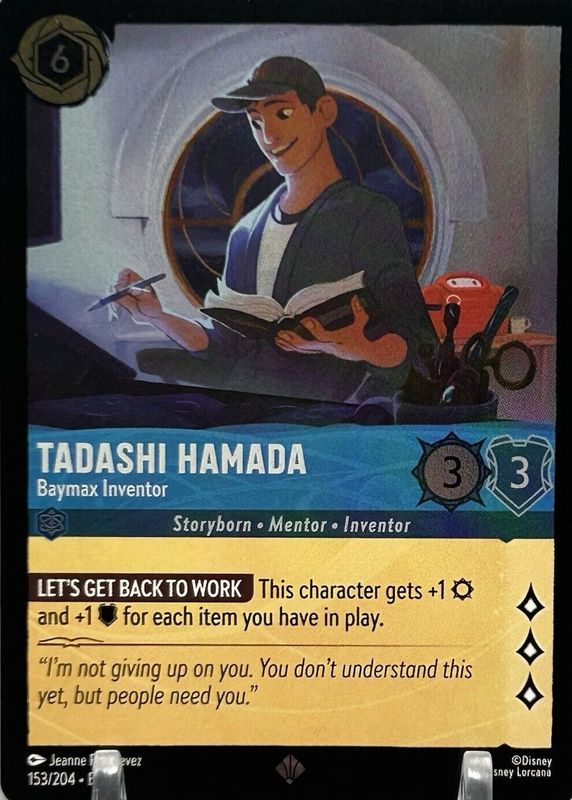 Tadashi Hamada - Baymax Inventor 2024 Azurite Sea #153/204 Cold Foil RAW TCG (LIGHTLY PLAYED)