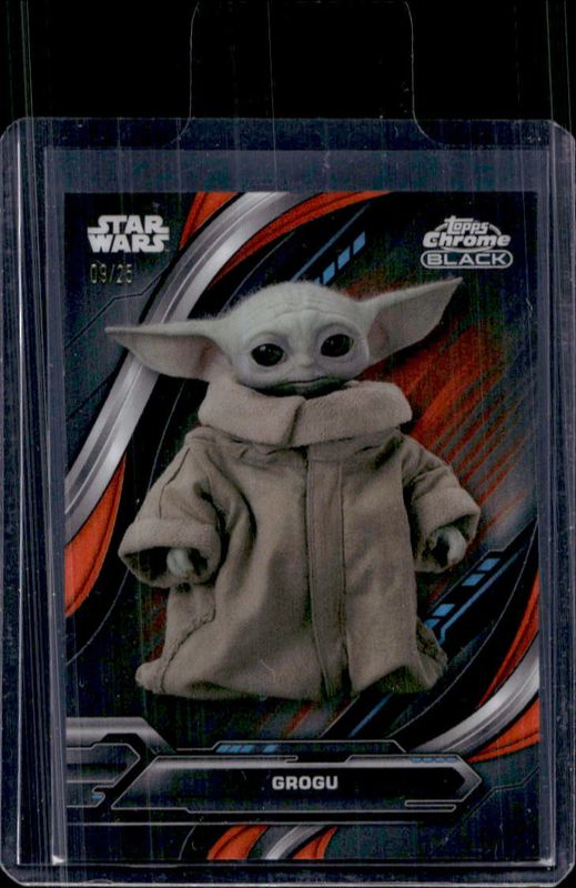 Grogu 2024 Topps Chrome Black Star Wars #5 Orange Refractor /25 RAW