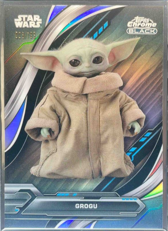 Grogu 2024 Topps Chrome Black Star Wars #5 Rainbow Refractor /199 RAW