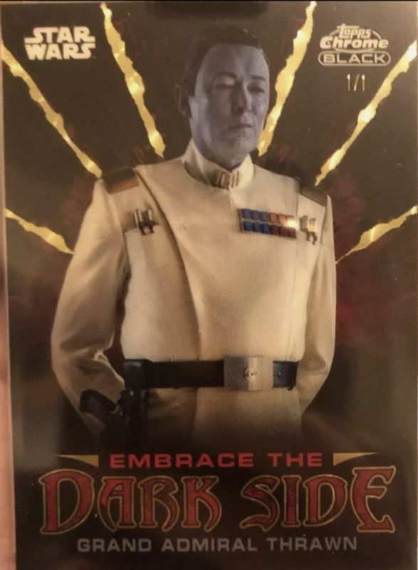 Grand Admiral Thrawn 2024 Topps Chrome Black Star Wars #ED-2 Embrace The Darkside - Superfractor /1 RAW