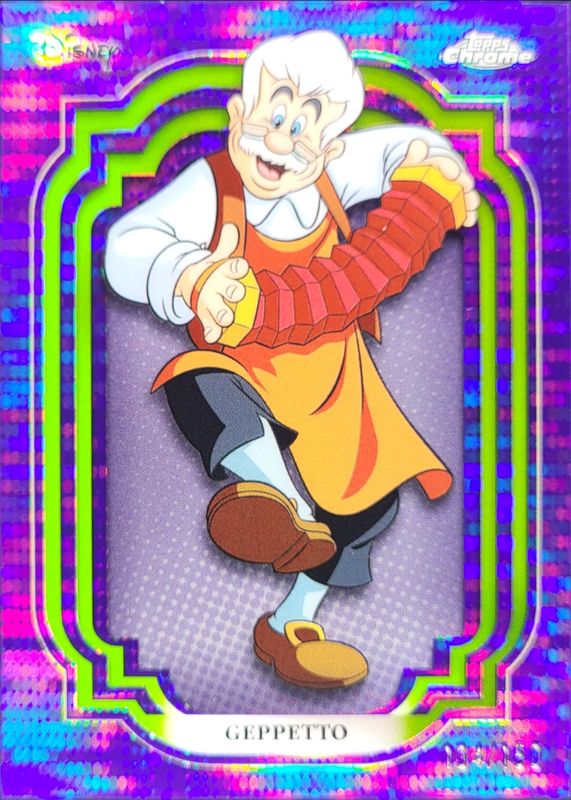 Geppetto 2024 Topps Chrome Disney #114 Purple & Green Pulsar /150 RAW