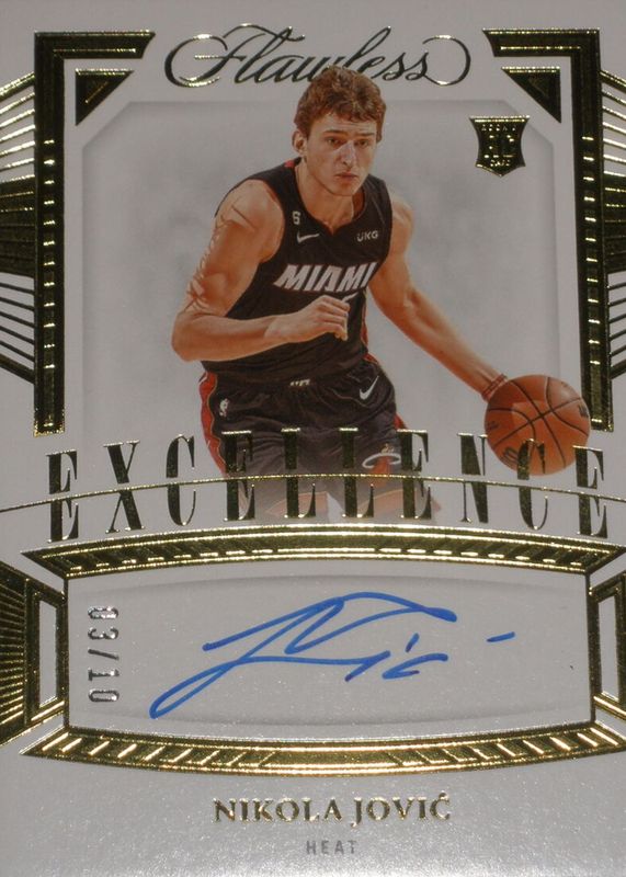 Nikola Jovic 2022 Flawless #ES-NKJ Excellence Signatures - Gold /10 Rookie PSA 10