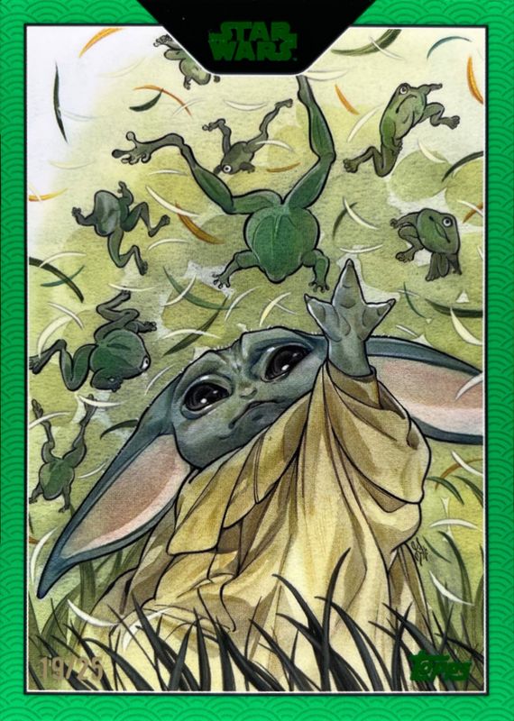 Grogu 2025 Topps Star Wars Meiyo #UK-4 Ukiyo-E - Green Foil /25 RAW