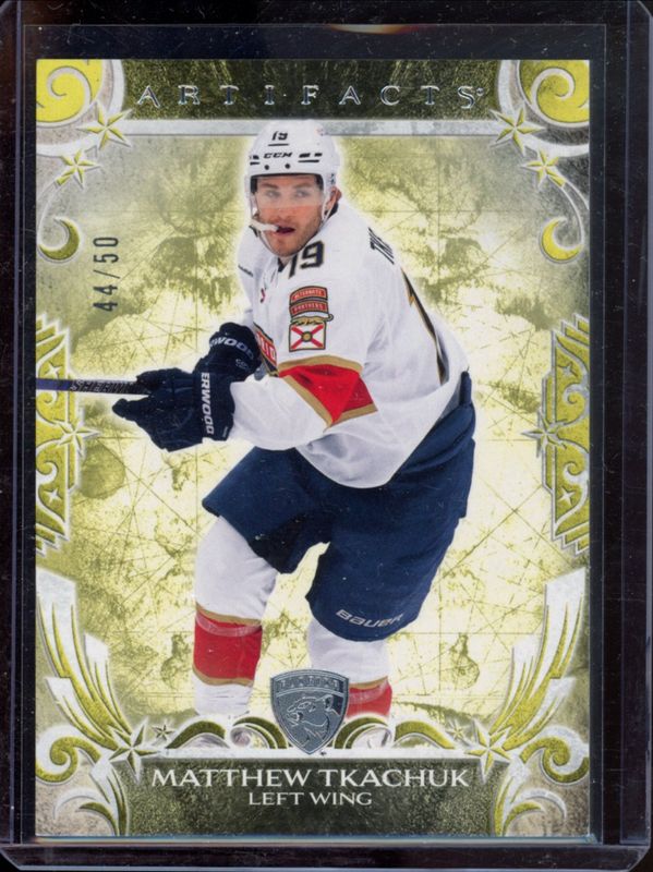 Matthew Tkachuk 2024 Upper Deck Artifacts #126 Yellow /50 RAW