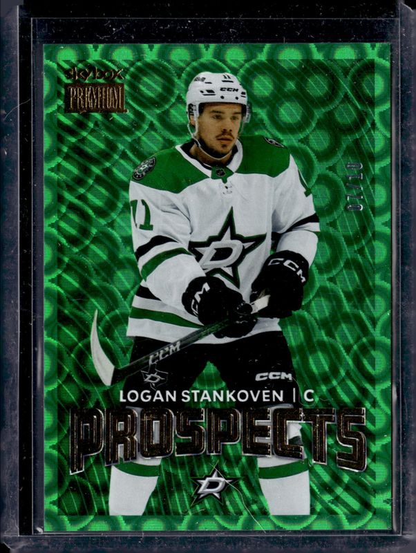Logan Stankoven 2024 Metal Universe #PP-17 Skybox Premium Prospects - Star Emerald /10 Rookie RAW