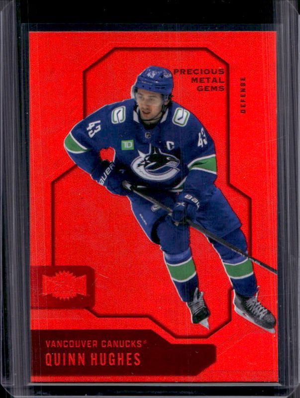 Quinn Hughes 2024 Metal Universe #4 Red Precious Metal Gems /100 RAW