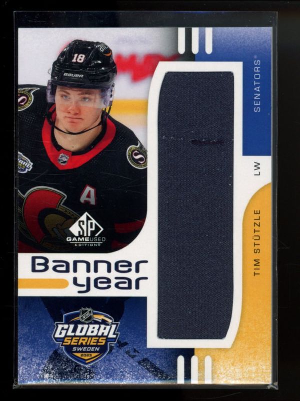 Tim Stutzle 2024 SP Game Used #BYGS-TS 2023 Global Series Sweden Banner Year Relics RAW