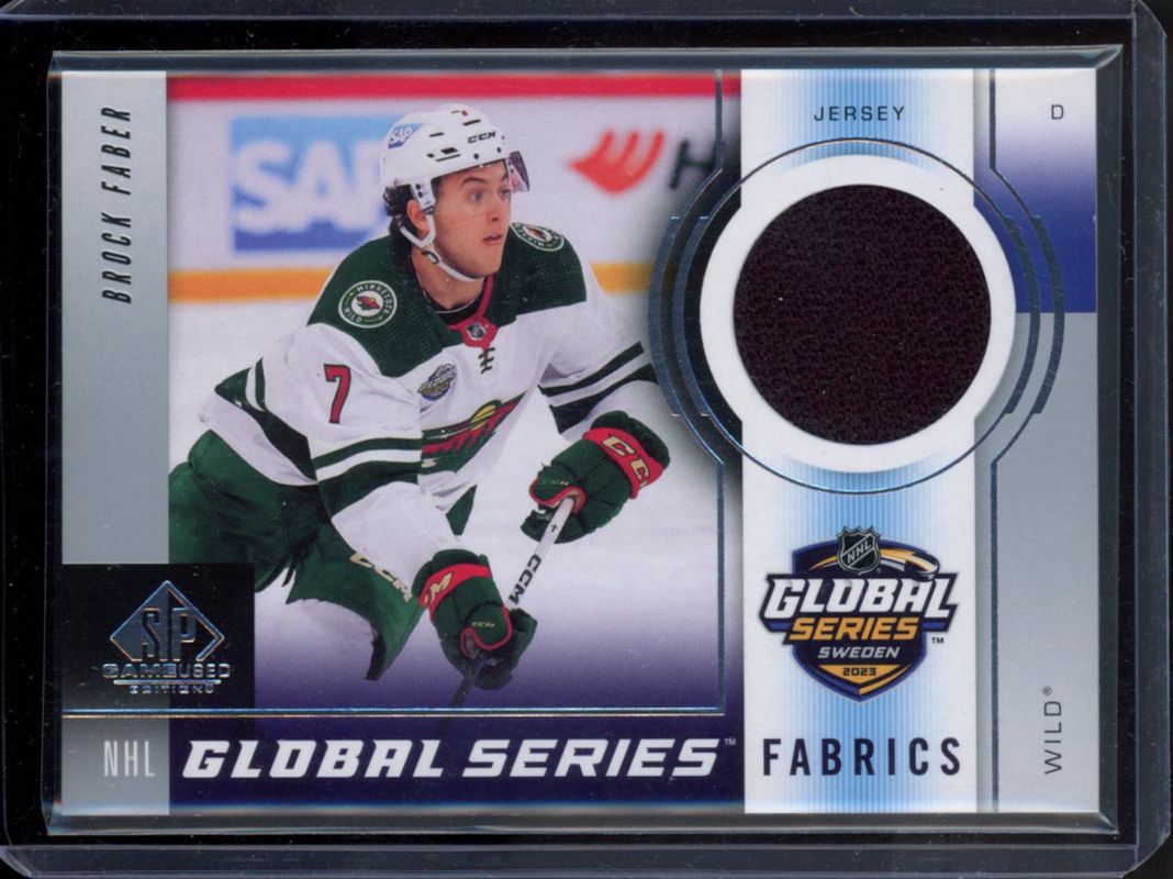 Brock Faber 2024 SP Game Used #GSF-BF 2023 Global Series Sweden Fabrics RAW