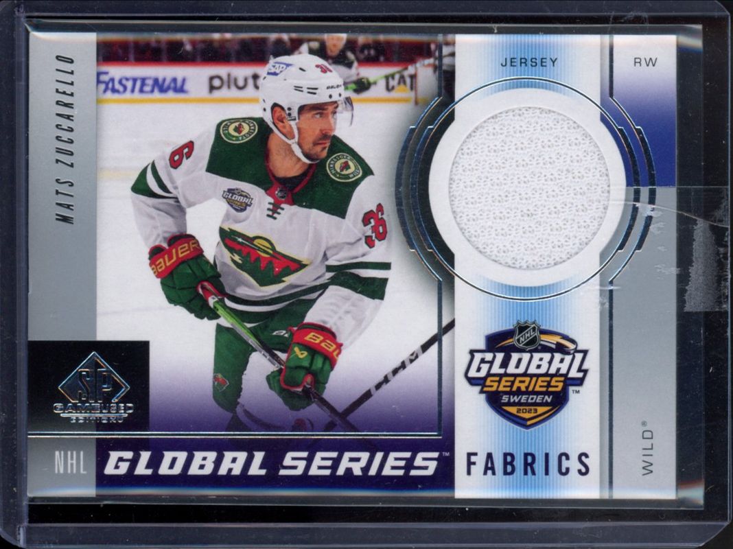 Mats Zuccarello 2024 SP Game Used #GSF-MZ 2023 Global Series Sweden Fabrics RAW