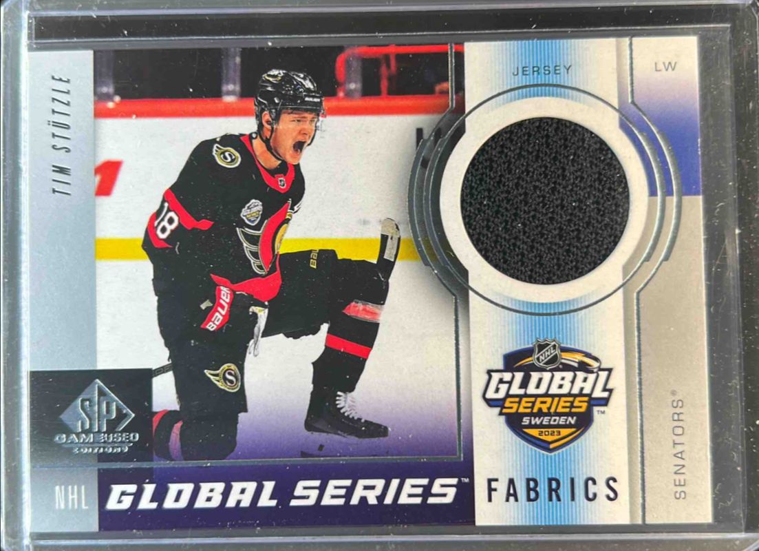 Tim Stutzle 2024 SP Game Used #GSF-TS 2023 Global Series Sweden Fabrics RAW