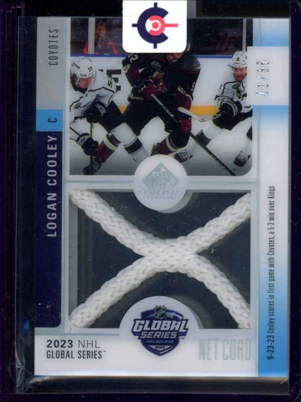 Logan Cooley 2024 SP Game Used #GSN-LC 2023 Global Series Melbourne Net Cord Relics /35 RAW