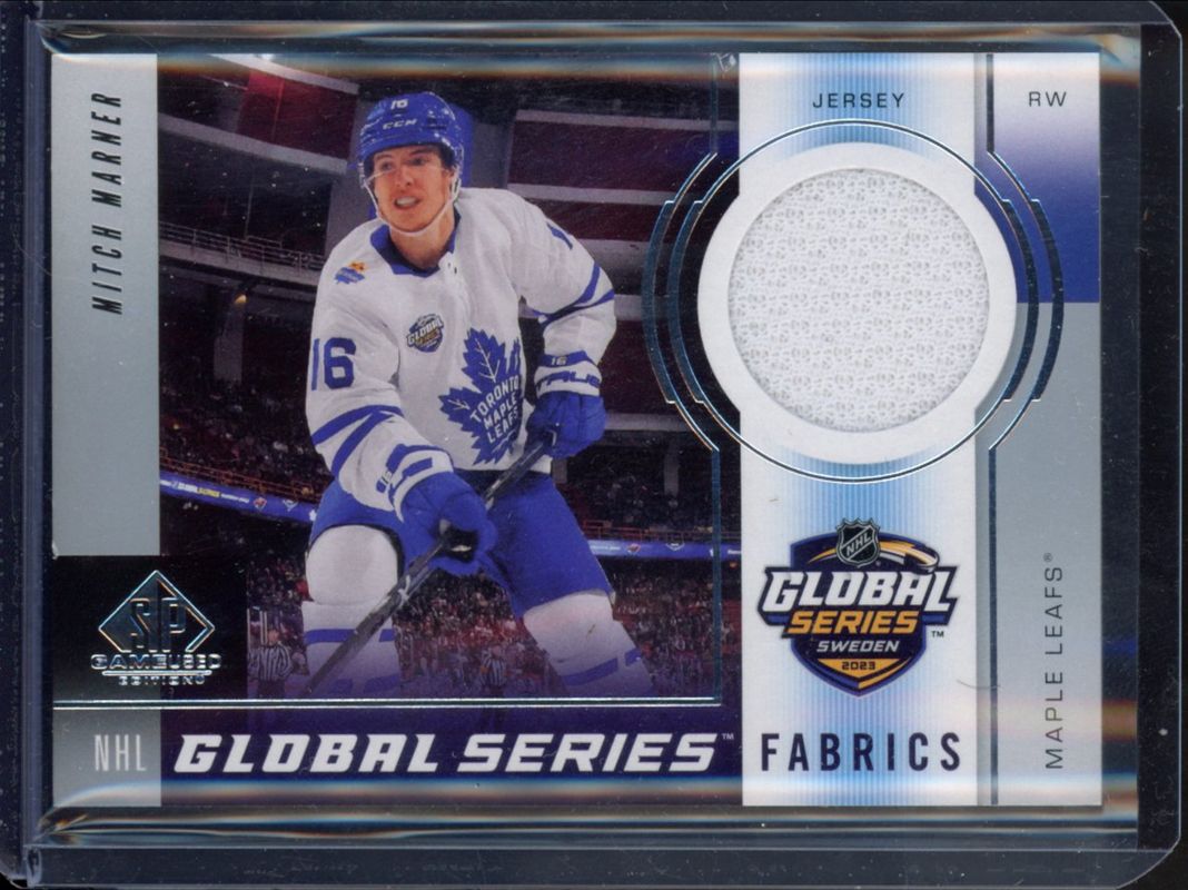 Mitch Marner 2024 SP Game Used #GSF-MM 2023 Global Series Sweden Fabrics RAW