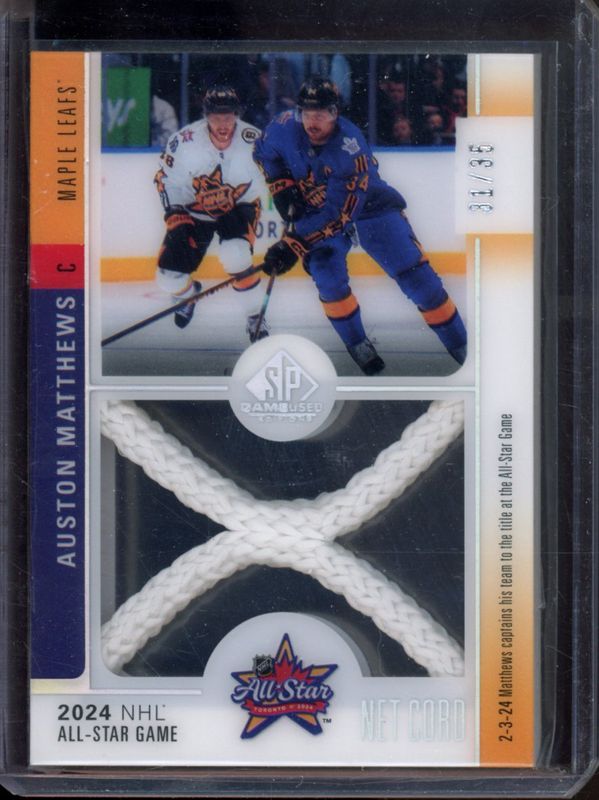 Auston Matthews 2024 SP Game Used #ASN-AM 2024 All Star Game Net Cord Relics /35 RAW