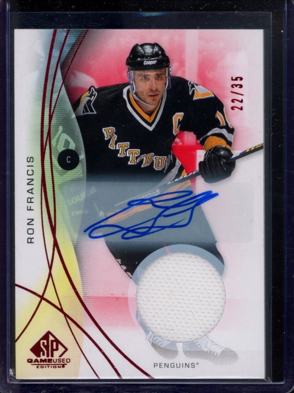 Ron Francis 2024 SP Game Used #182 Base Autographs - Red Jersey /99 RAW