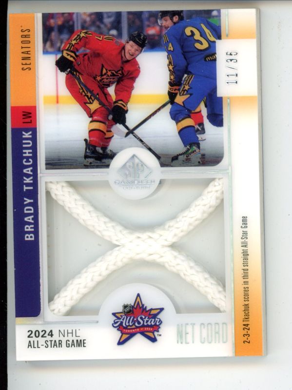 Brady Tkachuk 2024 SP Game Used #ASN-BT 2024 All Star Game Net Cord Relics /35 RAW