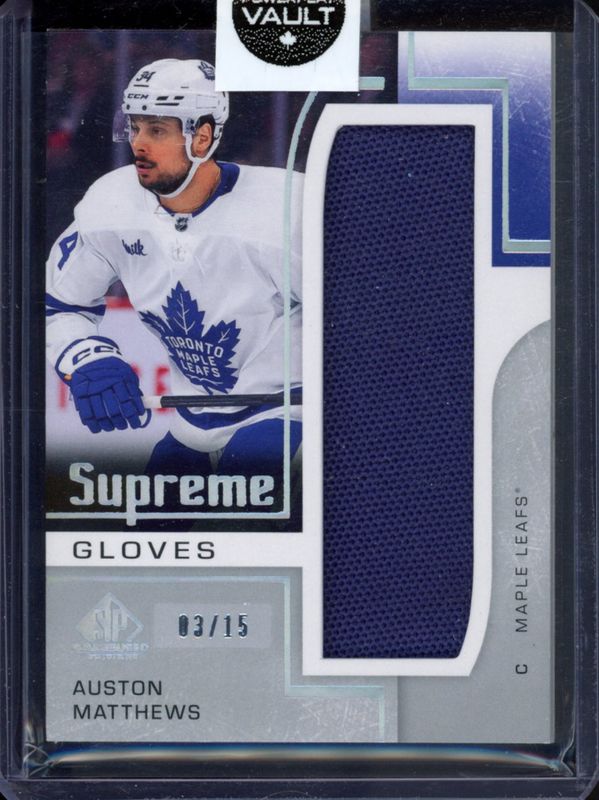 Auston Matthews 2024 SP Game Used #SP-AM Supreme Gloves /15 RAW