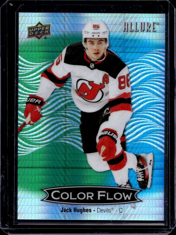Jack Hughes 2024 Upper Deck Allure #CFL-23 Color Flow - Spectrum Green-Blue /50 RAW