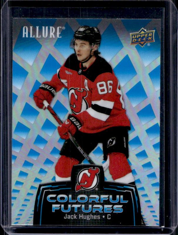 Jack Hughes 2024 Upper Deck Allure #CF-15 Colorful Futures - Blue RAW