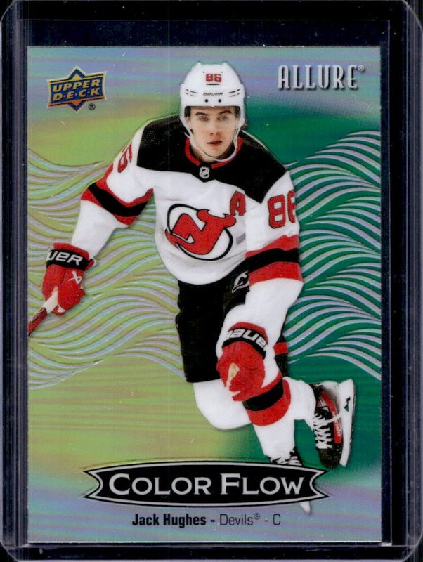Jack Hughes 2024 Upper Deck Allure #CFL-23 Color Flow - Yellow-Green RAW