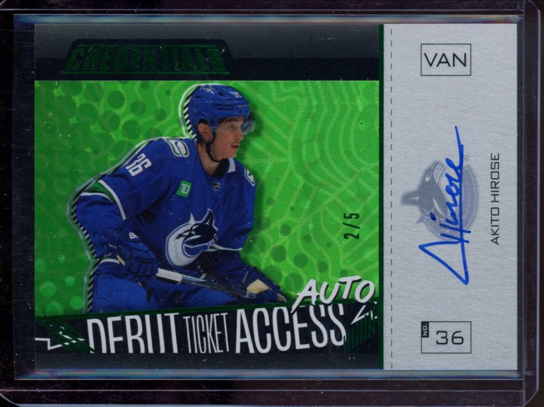 2024 Upper Deck Credentials #DTAAH-AH 2023-24 Update Horizontal Debut Ticket Access Auto - Green /5