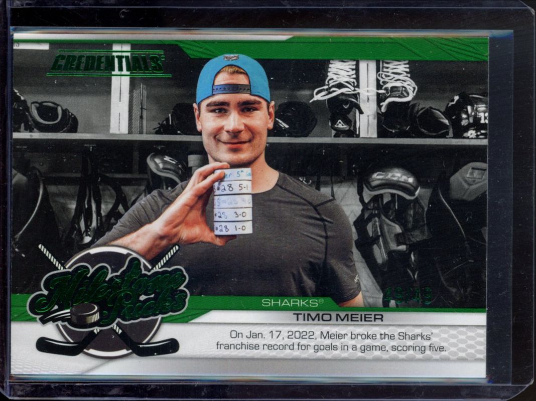 2024 Upper Deck Credentials #MP-TM Milestone Pucks - Green /49
