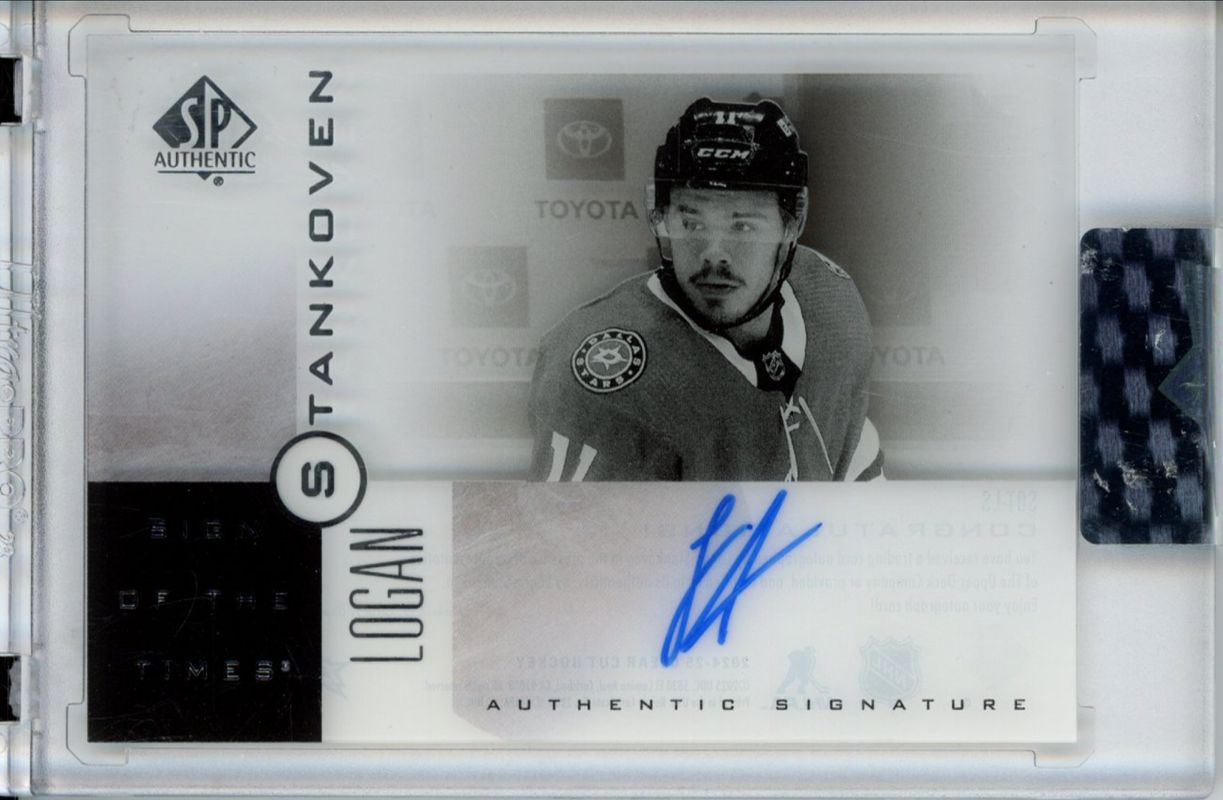 Logan Stankoven 2024 Upper Deck Clear Cut #SOT-LS 2001-02 SP Authentic Sign of the Times Rookie RAW