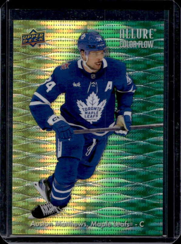 Auston Matthews 2023 Upper Deck Allure #CF-24 Color Flow - Yellow Green Spectrum /99 RAW