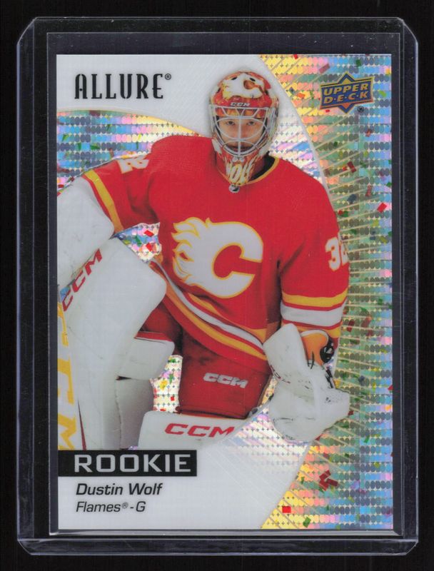 Dustin Wolf 2023 Upper Deck Allure #104 Gold Glitter Bomb /199 Rookie RAW