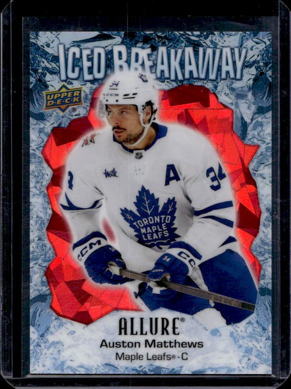 Auston Matthews 2023 Upper Deck Allure #IB-3 Iced Breakaway - Red /99 RAW