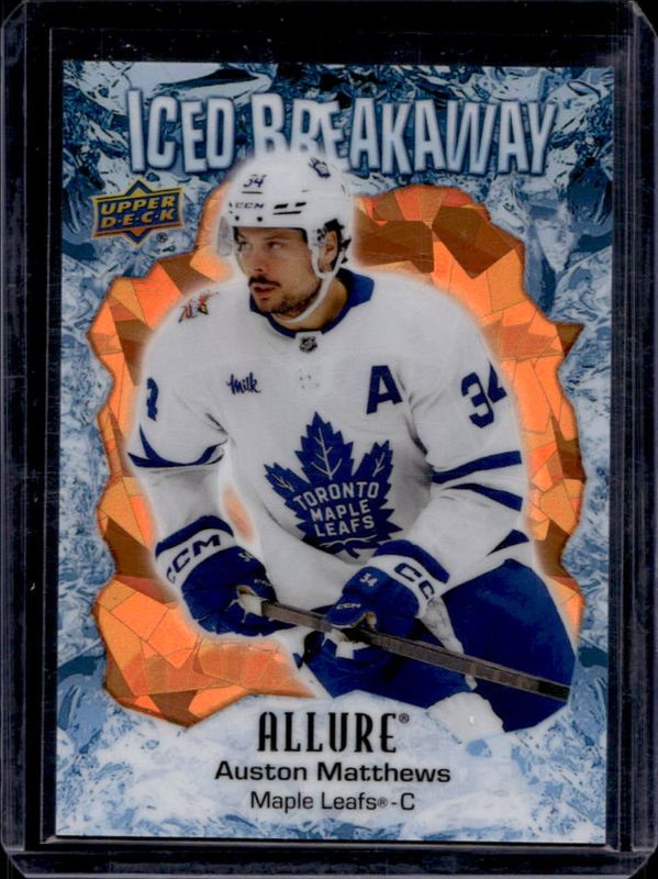 Auston Matthews 2023 Upper Deck Allure #IB-3 Iced Breakaway - Orange /399 RAW