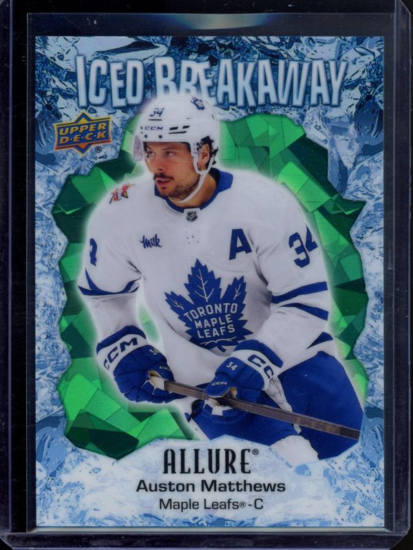 Auston Matthews 2023 Upper Deck Allure #IB-3 Iced Breakaway - Green /249 RAW