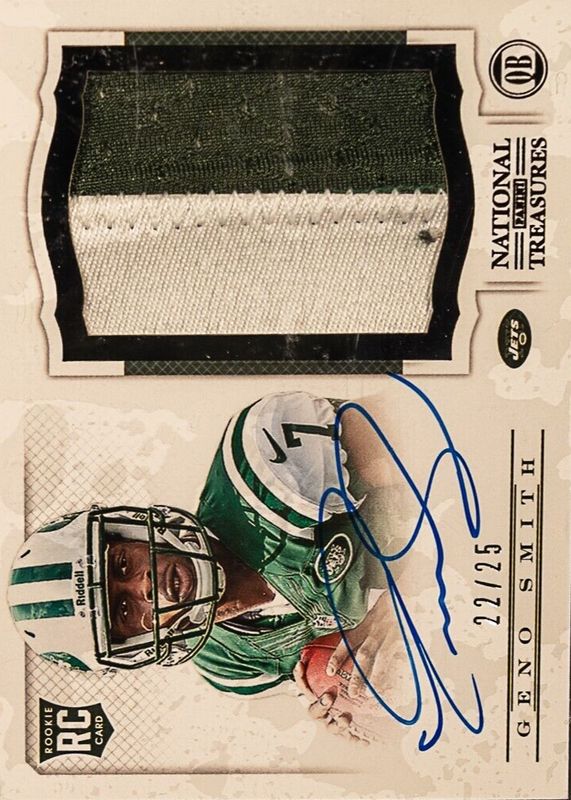 Geno Smith 2013 National Treasures #211 Rookie Patch Auto - Black /25 RAW
