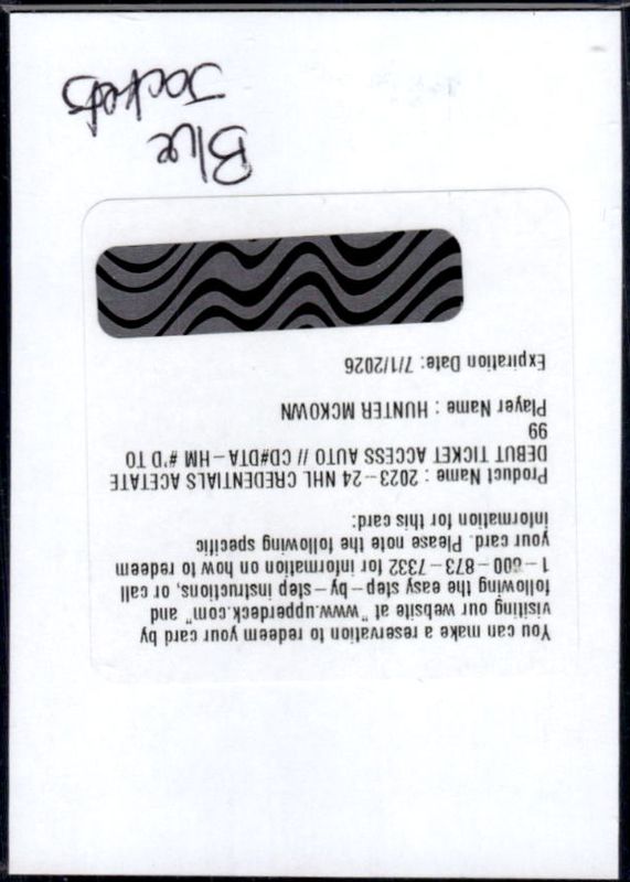 Hunter McKown 2023 Upper Deck Credentials #DTA-HM Debut Ticket Access Acetate Autographs /99 Rookie RAW