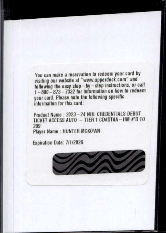 Hunter McKown 2023 Upper Deck Credentials #DTAA-HM Debut Ticket Access Autographs /299 Rookie RAW