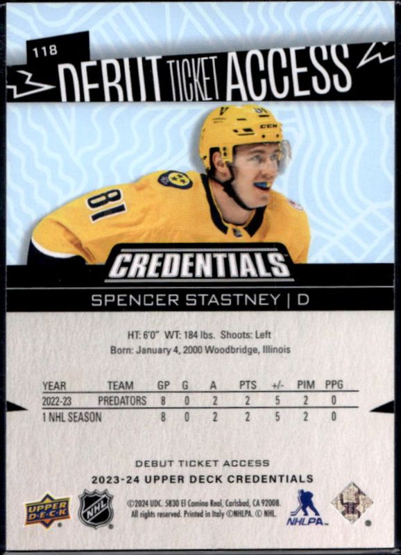 2023 Upper Deck Credentials #118 Base /999