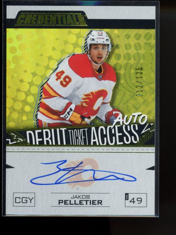 Jakob Pelletier 2023 Upper Deck Credentials #DTAA-PE Debut Ticket Access Autographs - Yellow /125 Rookie RAW