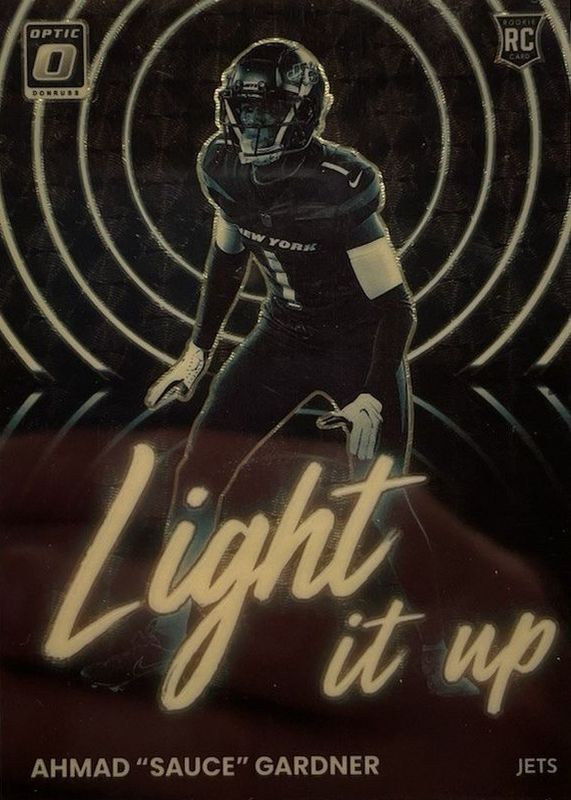 Sauce Gardner 2022 Optic #LU-19 Light It Up - Gold Vinyl /1 Rookie RAW
