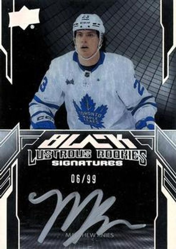 Matthew Knies 2023 SPx #LRA-KN UD Black Lustrous Rookie Signatures /99 RAW