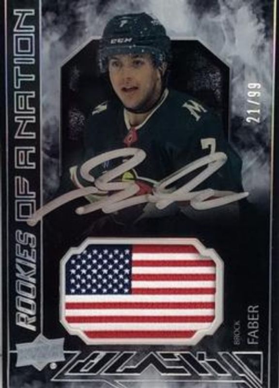 Brock Faber 2023 SPx #PON-BF UD Black Pride of a Nation - Auto Patch /99 Rookie RAW