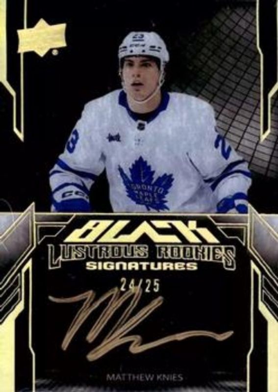 Matthew Knies 2023 SPx #LRA-KN UD Black Lustrous Rookie Signatures - Gold /25 RAW