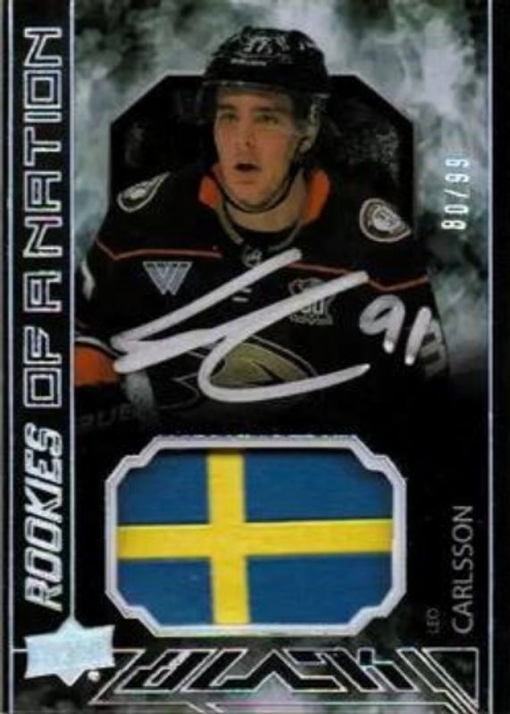 Leo Carlsson 2023 SPx #PON-CA UD Black Pride of a Nation - Auto Patch /99 Rookie RAW