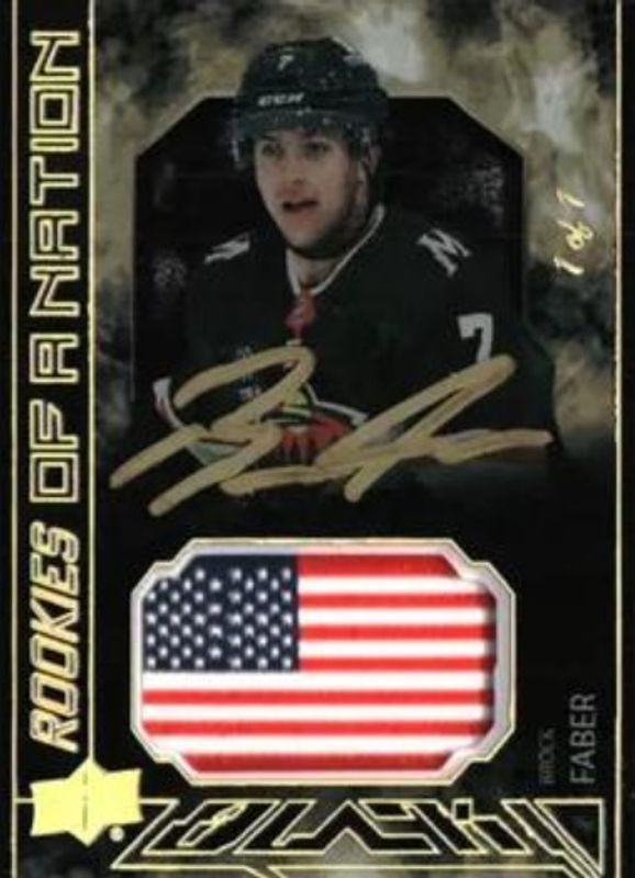 Brock Faber 2023 SPx #PON-BF UD Black Pride of a Nation Auto Patch - Spectrum /1 Rookie RAW