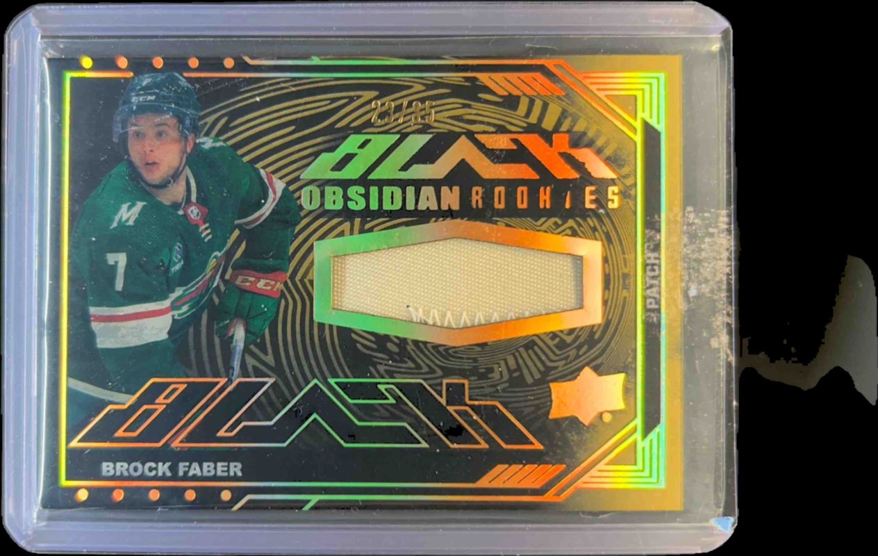 Brock Faber 2023 SPx #ORJ-BF UD Black Obsidian Rookie Patch - Gold /35 RAW