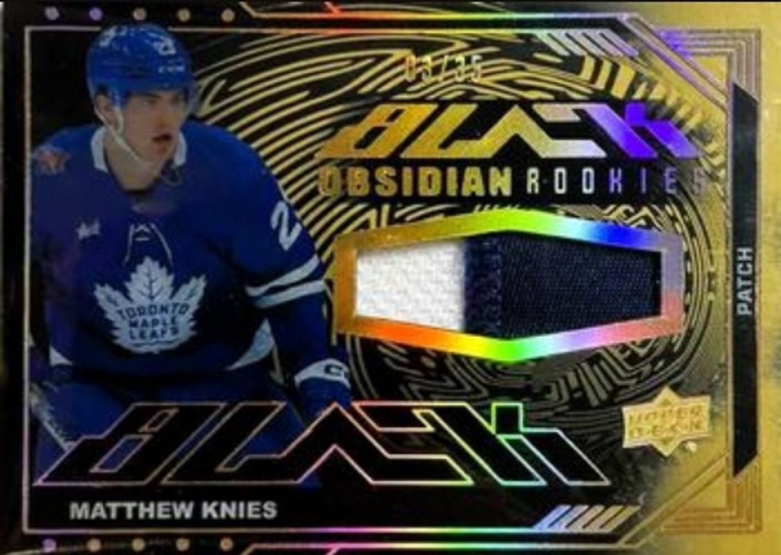 Matthew Knies 2023 SPx #ORJ-MK UD Black Obsidian Rookie Patch - Gold /35 RAW