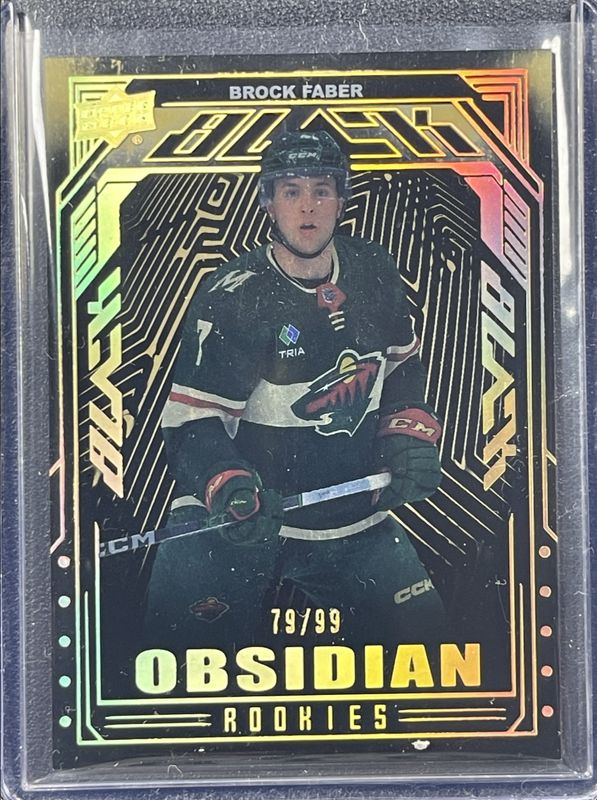 Brock Faber 2023 SPx #OR-45 UD Black Obsidian Rookies - Gold /99 RAW