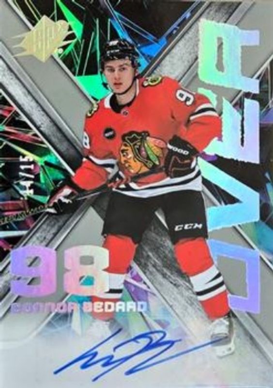 Connor Bedard 2023 SPx #XO-CB X Over Signatures /15 Rookie RAW