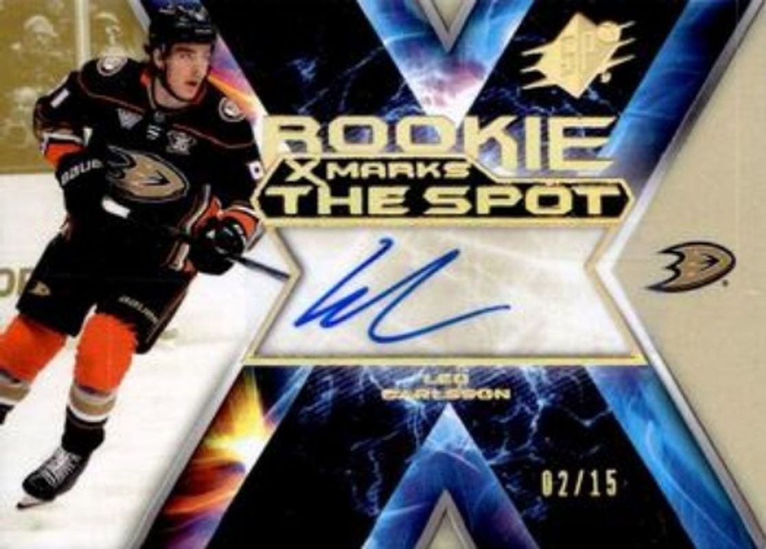 Leo Carlsson 2023 SPx #XMR-LC X Marks the Spot Rookie Autos - Gold /35 RAW