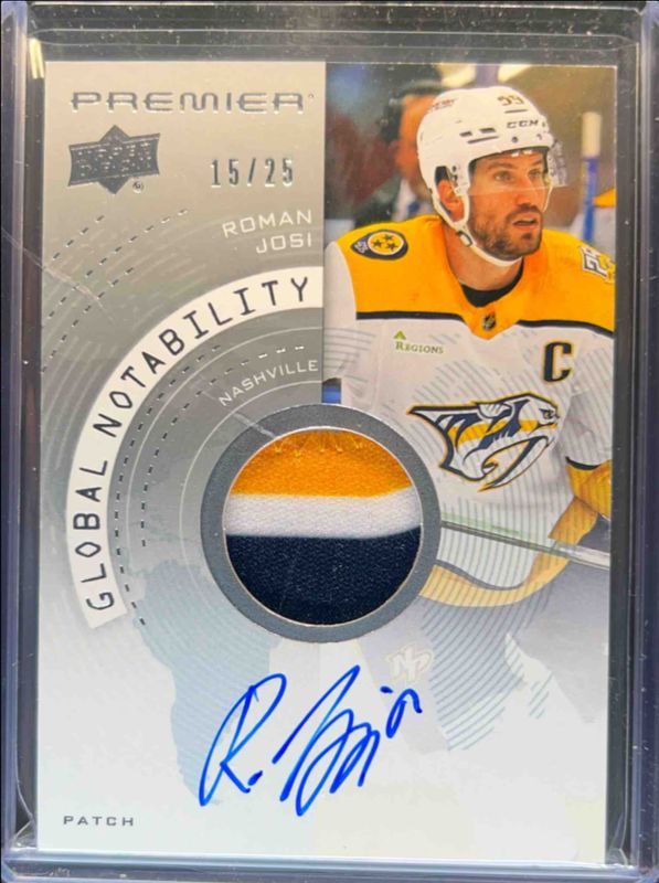 Roman Josi 2023 Upper Deck Premier #GNA-RJ Global Notability Auto Jersey - Black /25 RAW